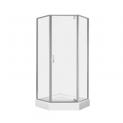 Набор Qtap душевая кабина Leo CRM10995-AC6 Clear 2020x900x900 мм + поддон Diamond 309912 90x90x12 см с сифоном Хуст