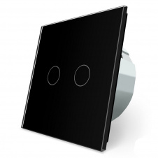 Сенсорный проходной Wi-Fi выключатель Livolo ZigBee 2 канала черный стекло (VL-C702SZ-12)