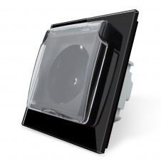 Розетка з кришкою IP44 Livolo чорне скло (VL-C7C1EUWF-12)
