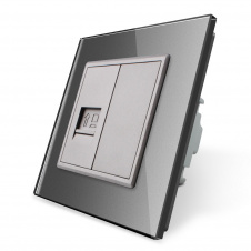 Компьютерная розетка RJ-45 Livolo серый стекло (VL-C791C-15)