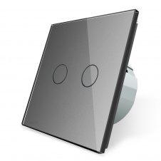 Сенсорний Wi-Fi вимикач Livolo ZigBee 2 каналу сірий скло (VL-C702Z-15)
