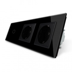 Сенсорний ZigBee вимикач 1 сенсор 2 розетки чорний скло Livolo (VL-C701Z/C7C2EU-12) Умань
