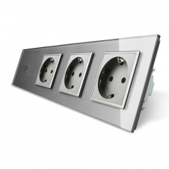 Сенсорний ZigBee вимикач 1 сенсор 3 розетки сірий скло Livolo (VL-C701Z/C7C3EU-15) Київ