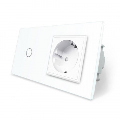 Сенсорний Wi-Fi вимикач Livolo ZigBee з розеткою білий скло (VL-C701Z/C7C1EU-11) Васильків