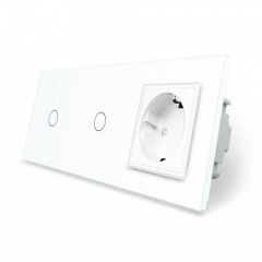 Сенсорний Wi-Fi вимикач Livolo ZigBee 2 каналу (1-1) з розеткою білий скло (VL-C701Z/C701Z/C7C1EU-11) Хмельницький