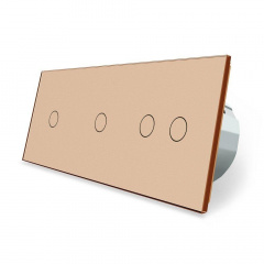 Сенсорний ZigBee вимикач 4 сенсори (1-1-2) золото скло Livolo (VL-C701Z/C701Z/C702Z-13) Умань