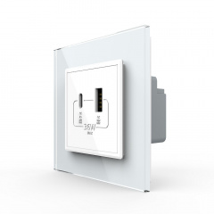 Розетка USB-A та USB-C 36W білий скло (VL-C7FCUA18W.UC18W-2WP) Житомир