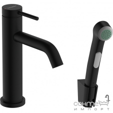 Смеситель для раковины с гигиеническим душем Hansgrohe Tecturis S 110 73211670 матовый черный