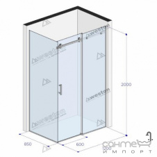 Душевая кабина Weston WKS6 1200x850x2000 polish/прозрачное стекло, ручка рейлинг-кноб вертикальный
