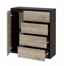 Комод Майстер Форм з тумбою та 4 висувними ящиками телескопи Венге + Дуб крафт сірий (100х37,6х95 см)