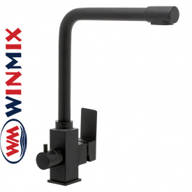 Змішувач для кухні Вухо під осмос Winmix Kub Black (Chr-021), Польща (нержавіюча сталь)