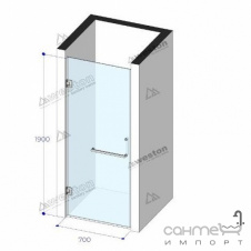 Душевая дверь в нишу Weston WD1 700x1900 стекло бронза, фурнитура черная
