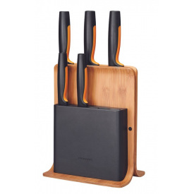 Набор кухонных ножей с бамбуковым блоком Fiskars Functional Form 5 шт (1057552)