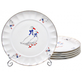 Тарелки фарфоровые Lefard Гусята 6 предметов 26 см Белый (AL218352)