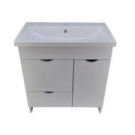 Тумба Mikola-M Plastics 2.0 с прямоугольным умывальником Комо 100х80х45 см Белый