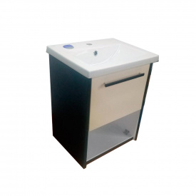 Пластиковая тумба подвесная Mikola-M Лями 3 в 1 50 см с умывальником Комо Антрацит