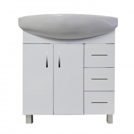 Пластиковая тумба Mikola-M с 3 выдвижными ящиками и двумя дверями 70 см Белый