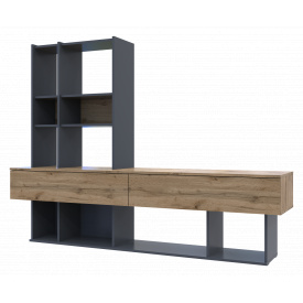 Стенка в гостиную Нота Doros Графит/Дуб Эвок 195х147х42 (44900207)