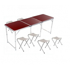 Комплект для пикника раскладной стол с 6 стульями RIAS 180х60х70 см алюминиевый (3_01419) Київ