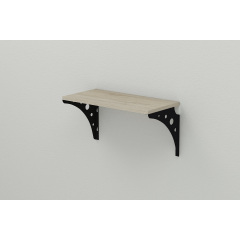 Полка настенная Ferrum-decor Ханди 2 240x600x240 металл Черный ДСП Сонома 16 мм (XND0025) Ковель