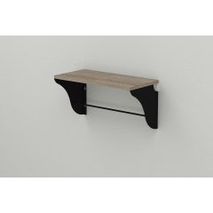 Полка настенная Ferrum-decor Комфи 260x700x240 металл Черный ДСП Сонома Трюфель 16 мм (KOM0047) Киев