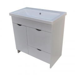 Тумба Mikola-M Plastics 2.0 с прямоугольным умывальником Комо 100х80х45 см Белый Якимівка