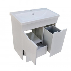 Тумба Mikola-M Plastics 2.0 с прямоугольным умывальником Комо 100х80х45 см Белый Якимівка