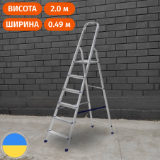 Стремянка 1 м алюминиевая односторонняя для дачи на 6 ступеней Стандарт