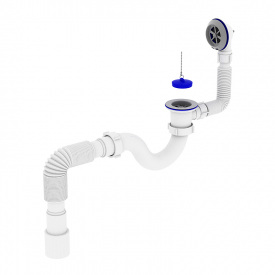 Сифон для ванни ZERIX SV-01-A 1 1/2" прямоточний з випуском та переливом (ZX4957)