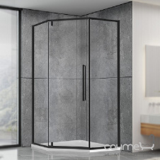 Пентагональная душевая кабина Dusel DL197HB Black Matt 90х90х190 профиль черный матовый/стекло прозрачное