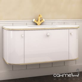 Тумба подвесная под раковину Marsan Amelie 1400 графит, патина серебро