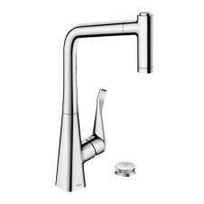Смеситель для кухни Hansgrohe Metris Select 320 2jet Sbox, с вытяжным изливом, хром (73806000)