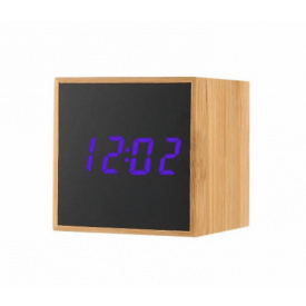 Стильные электронные часы куб TS-M01 под дерево Фиолетовая подсветка (300178PU)