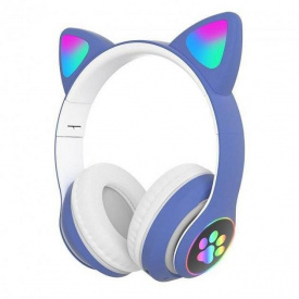 Наушники Кошачьи ушки Cute Headset 280ST Bluetooth MicroSD FM-Радио Синие+Карта памяти 32GB