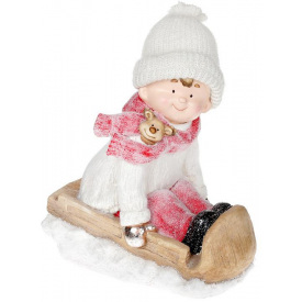 Фигура ceramic Мальчик в белом на санках 41 см Bona DP42289