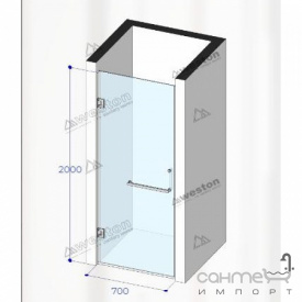 Душевая дверь в нишу Weston WD1 700x2000 стекло матовое патли справа