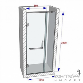 Душевая дверь в нишу Weston WD2 1150x2000 polish/прозрачное стекло, ручка-полотенцедержатель, петли слева