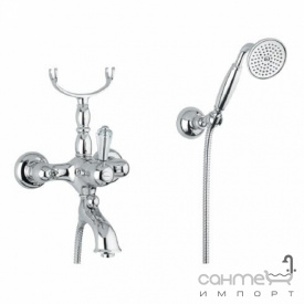 Смеситель для ванны с душевой лейкой и подставкой Bugnatese Oxford Kristal 6302K BT тосканская бронза