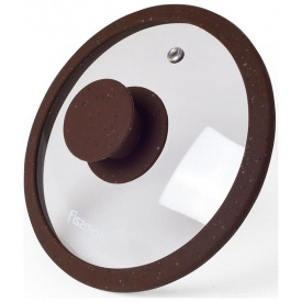 Крышка с силиконовым ободом Fissman стеклянная диаметр 24 см темно-коричневый мрамор DP113610