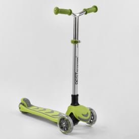 Самокат трехколесный Best Scooter складной алюминиевый руль, 4 колеса PU со светом Light green (102320)