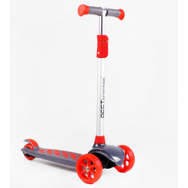 Самокат трехколесный свет деки и колес съёмный руль Best Scooter MAXI 60 кг Red and grey (114443)