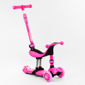 Самокат-велобег трехколесный Best Scooter колеса PU со светом 3 в 1 70 кг Pink (104497)