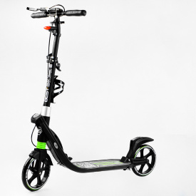 Двухколесный складной самокат фонарик 2 амортизатора Best Scooter 100 кг Black and green (114435)