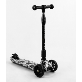 Самокат трехколесный Best Scooter MAXI складной колеса PU со светом Skulls and flowers 60 кг Разноцветный (105402)