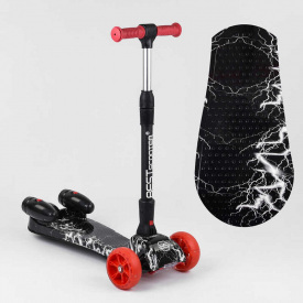 Самокат детский пластмассовый с PU колесами, парогенератором и складным алюминиевым рулем + музыка, дым, турбины Best Scooter MAXI Black (100059)