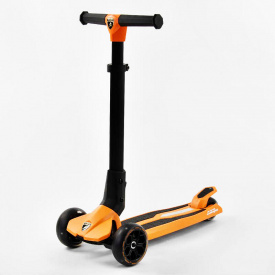 Самокат Lamborghini трехколесный складной алюминиевый руль, колеса PU со светом Orange/Black (102314)