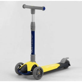 Самокат трехколесный Best Scooter складной алюминиевый руль, 3 колеса PU со светом Black/Yellow (102033)