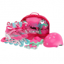 Набор роликовые коньки Banwei SK-168 размер 31-34 + комплект защиты Розовый