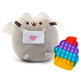 Набор мягкая игрушка кот с письмом Пушин кэт и игрушка антистресс Pop It мороженое S&T 18х15х12 см Серый (vol-1791)