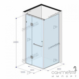 Душевая кабина Weston WK3 1000x800x2000 polish/матовое стекло, ручка полотенцедержатель